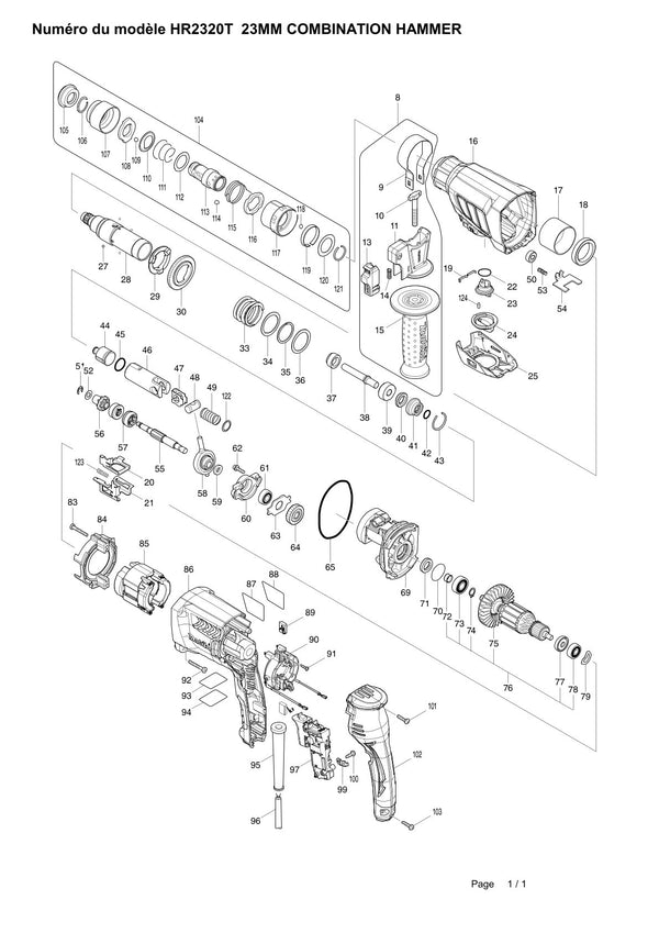 Pièces détachées perforateur burineur Makita HR2320T