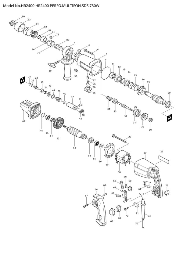 Pièces détachées perforateur burineur Makita HR2400