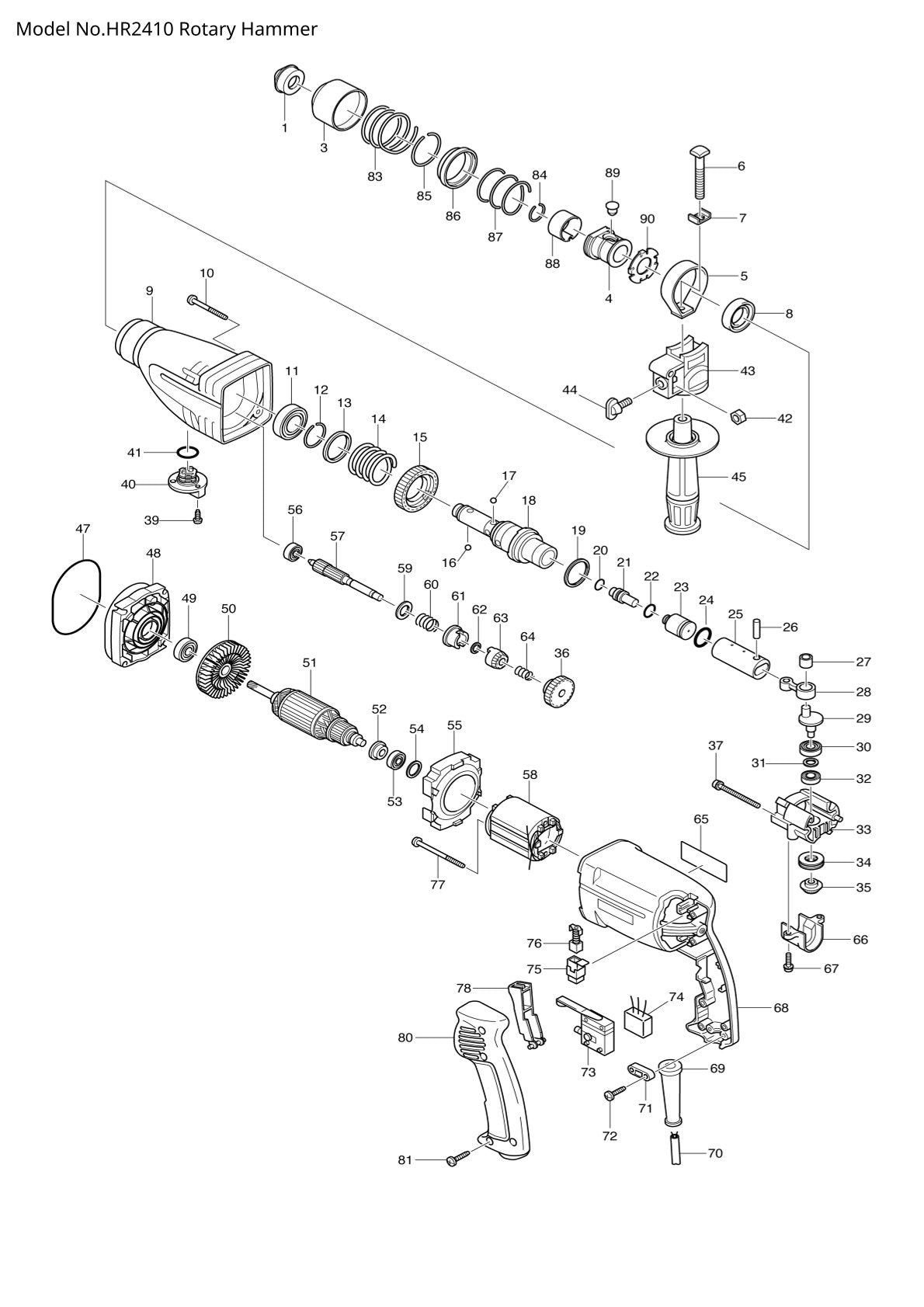 Pièces détachées perforateur burineur Makita HR2410