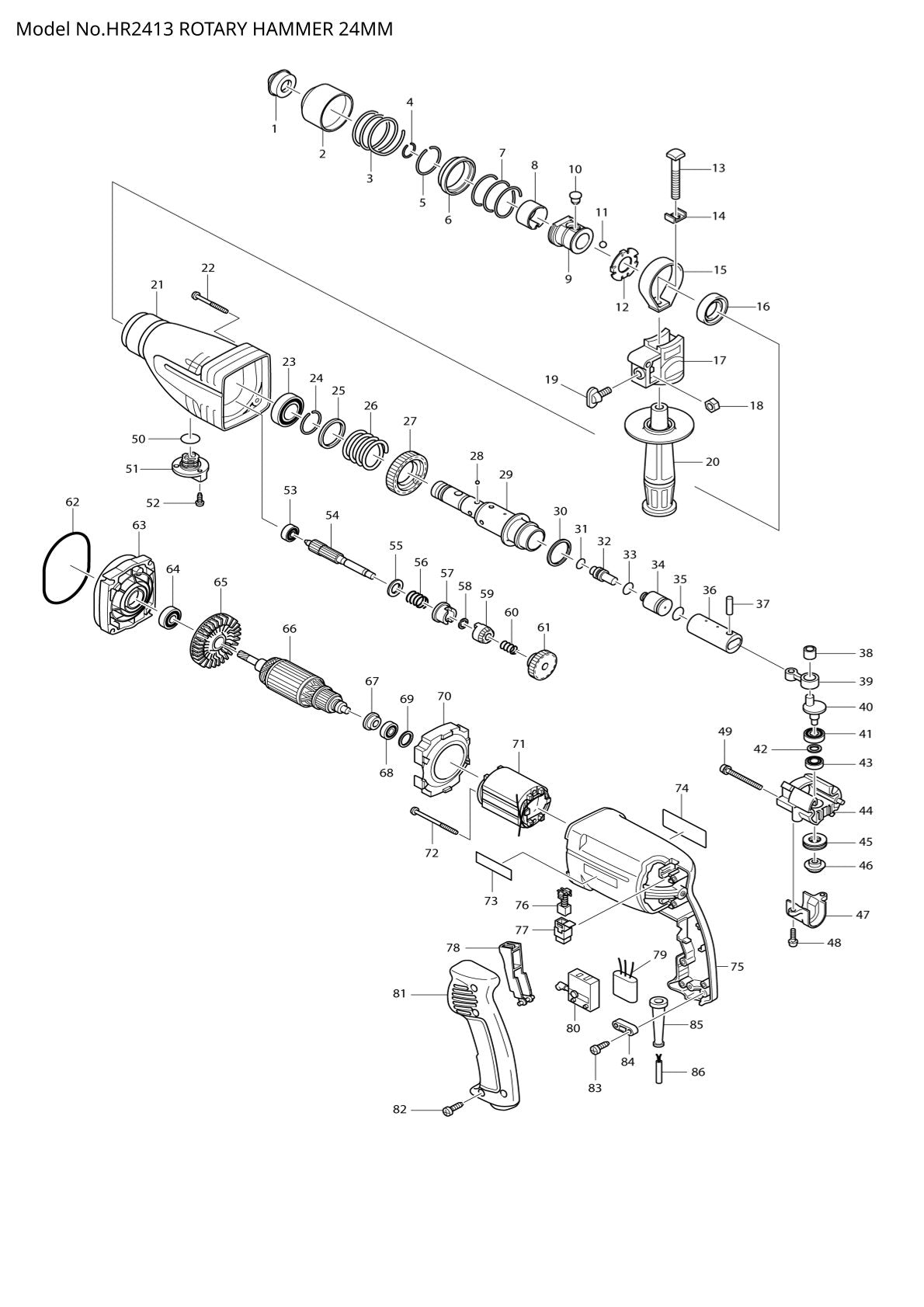 Pièces détachées perforateur burineur Makita HR2413