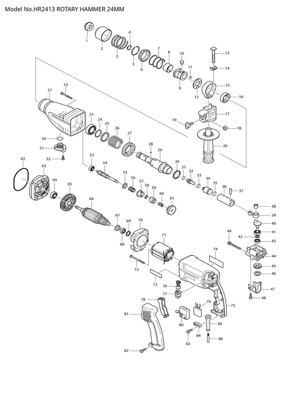 Pièces détachées perforateur burineur Makita HR2413