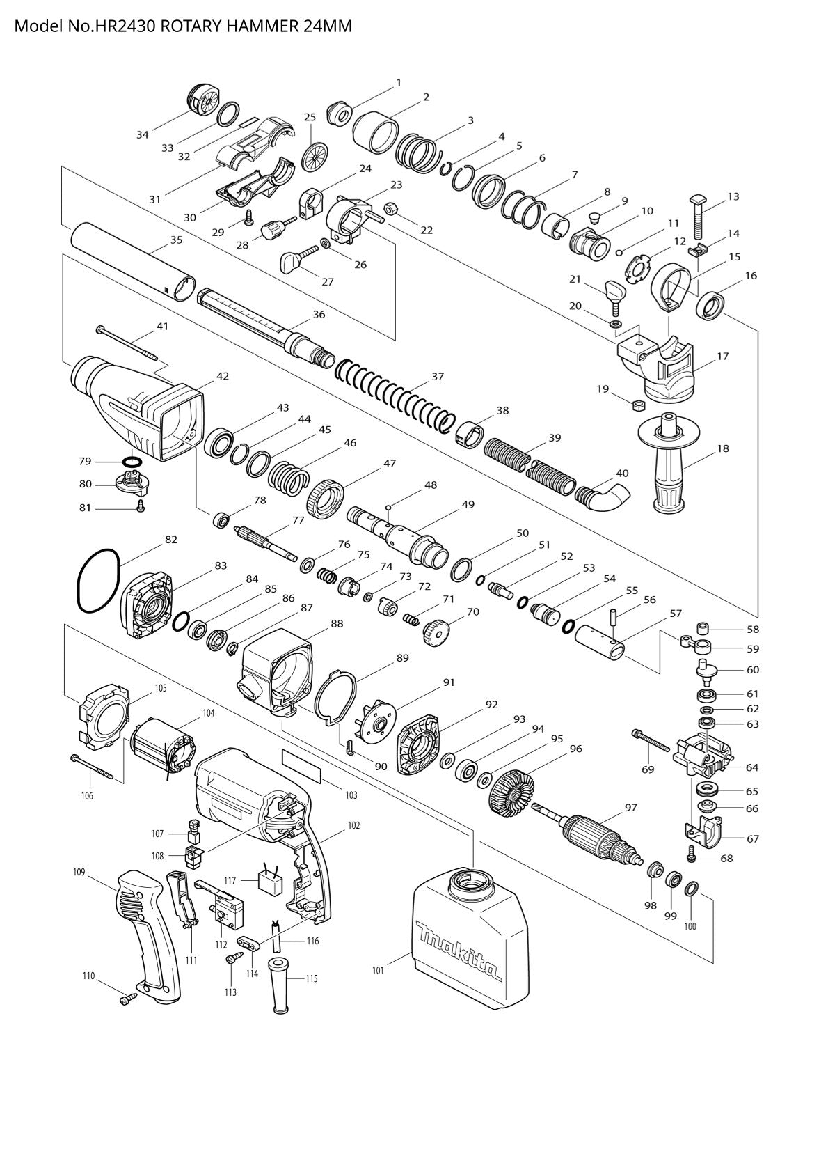 Pièces détachées perforateur burineur Makita HR2430