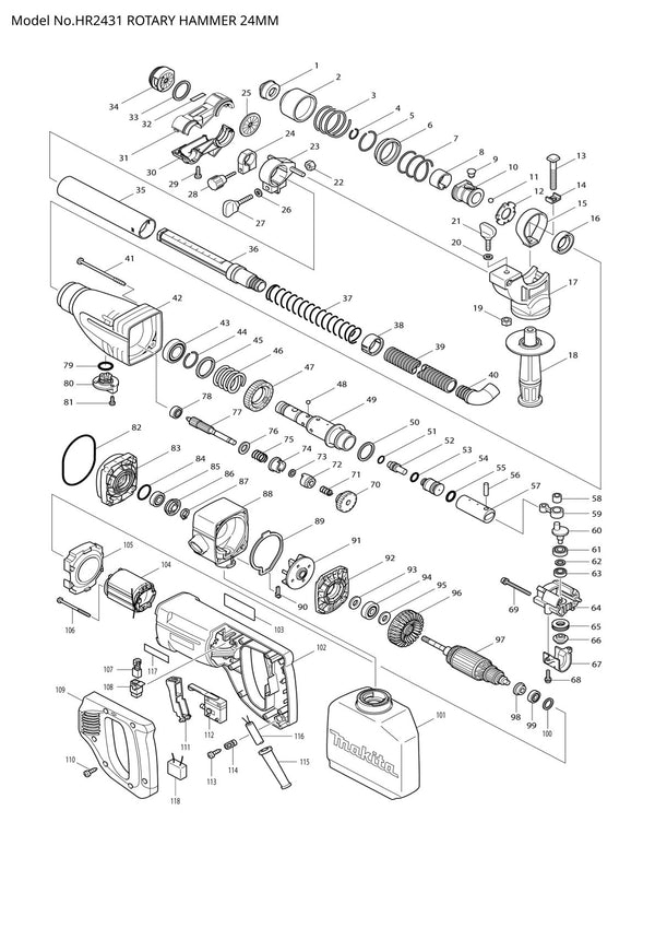 Pièces détachées perforateur burineur Makita HR2431