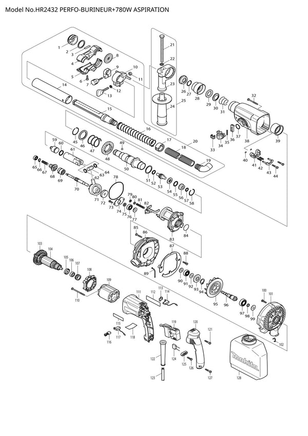 Pièces détachées perforateur burineur Makita HR2432