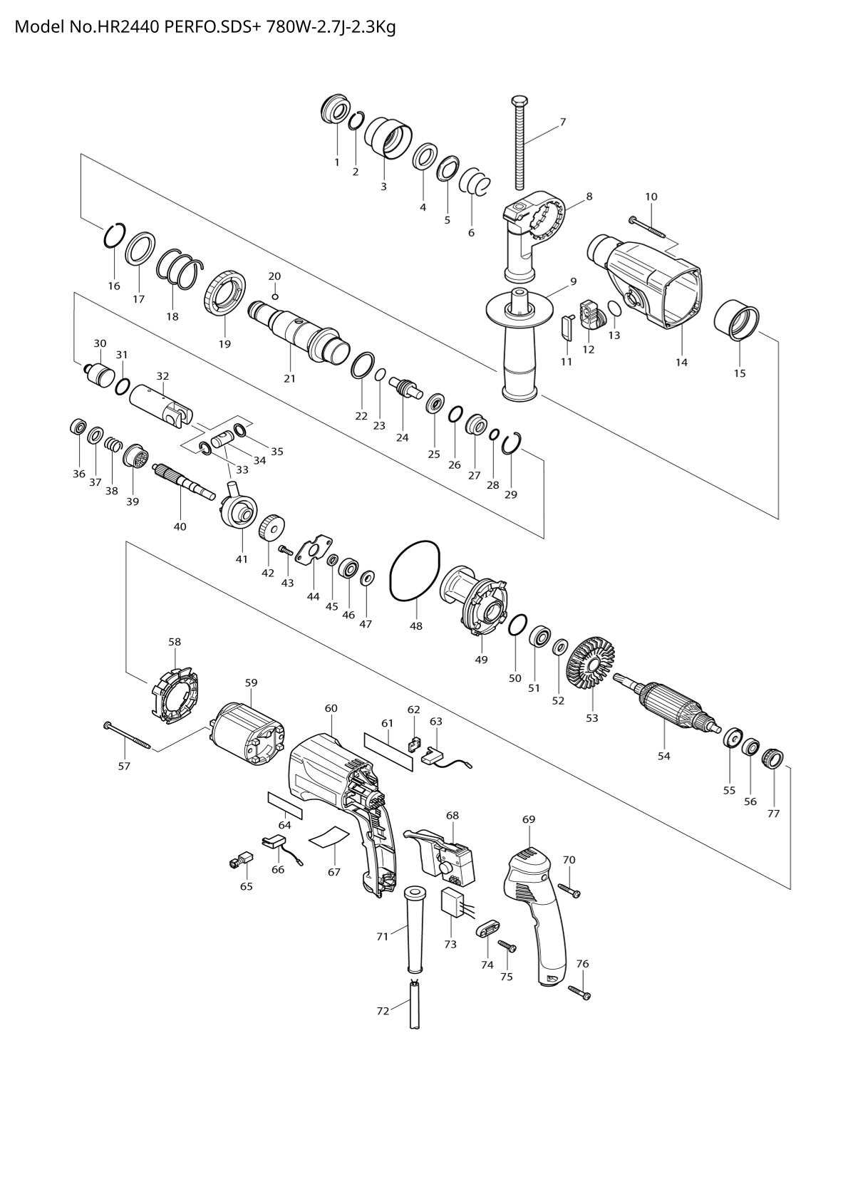 Pièces détachées perforateur burineur Makita HR2440