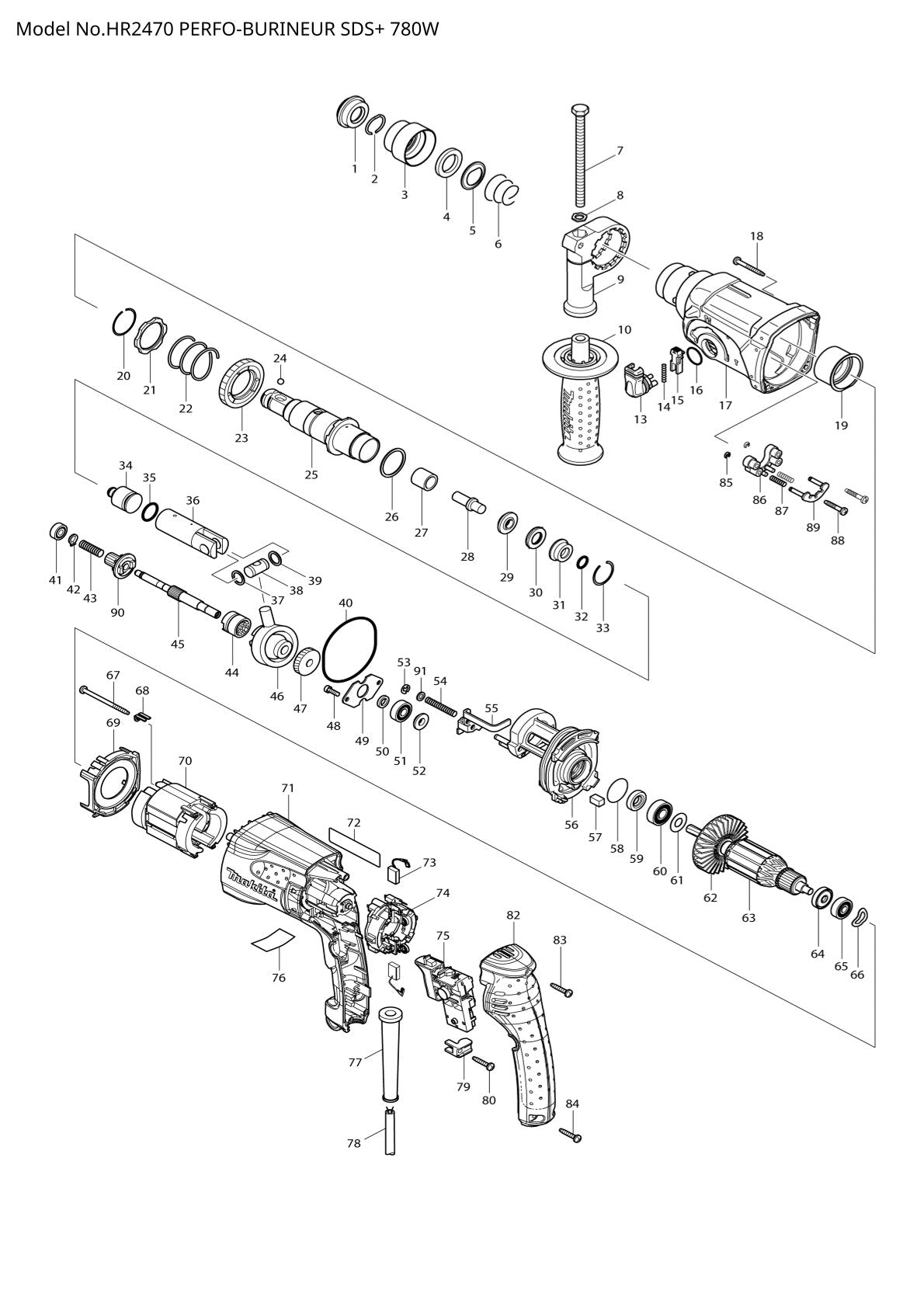 Pièces détachées perforateur burineur Makita HR2470