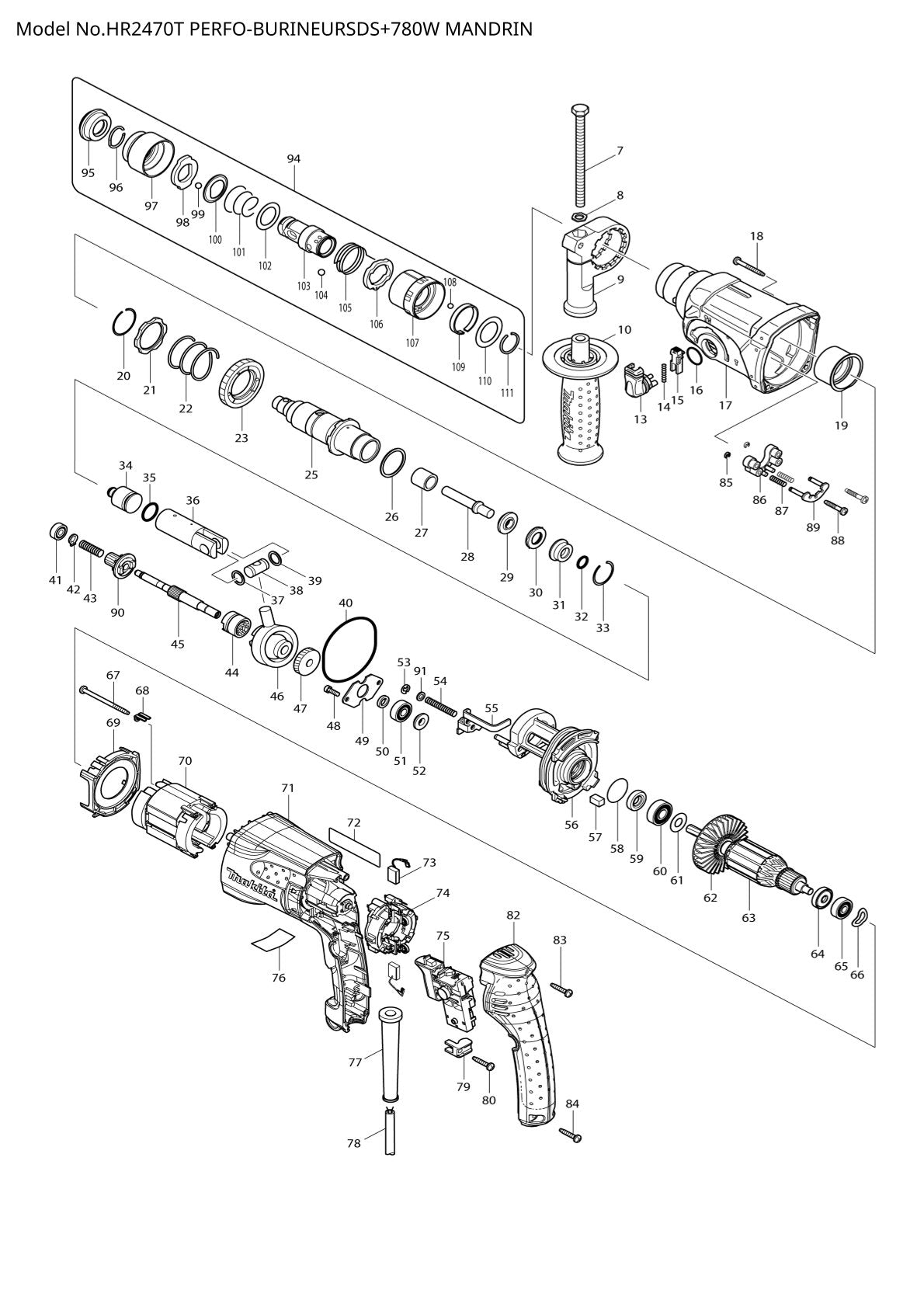 Pièces détachées perforateur burineur Makita HR2470T