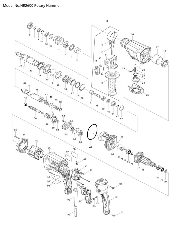 Pièces détachées perforateur burineur Makita HR2600