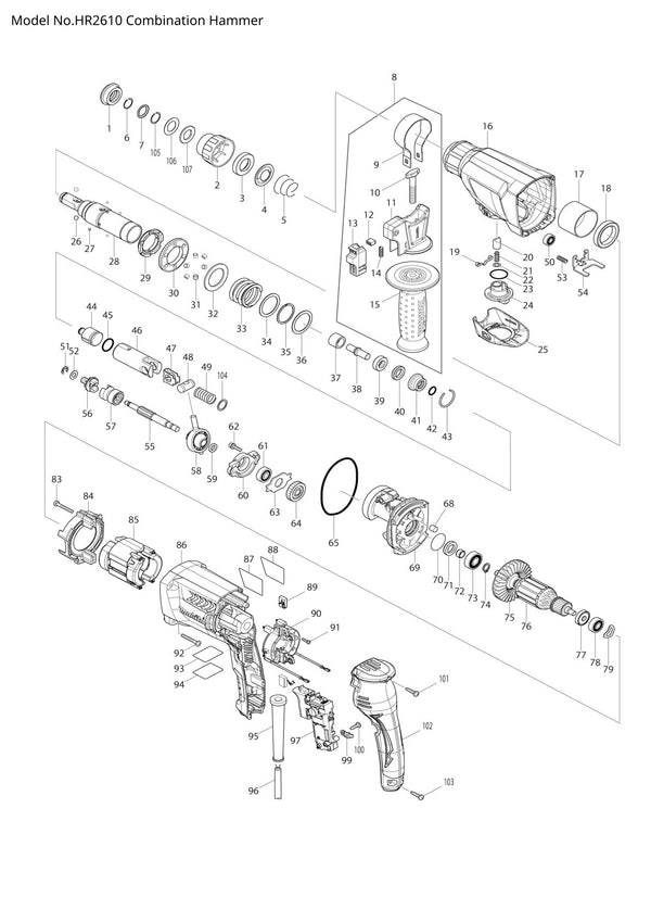 Pièces détachées perforateur burineur Makita HR2610