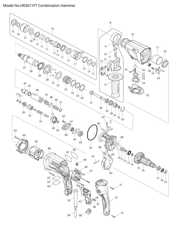 Pièces détachées perforateur burineur Makita HR2611FT