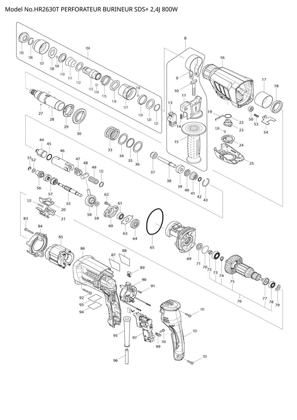 Pièces détachées perforateur burineur Makita HR2630T