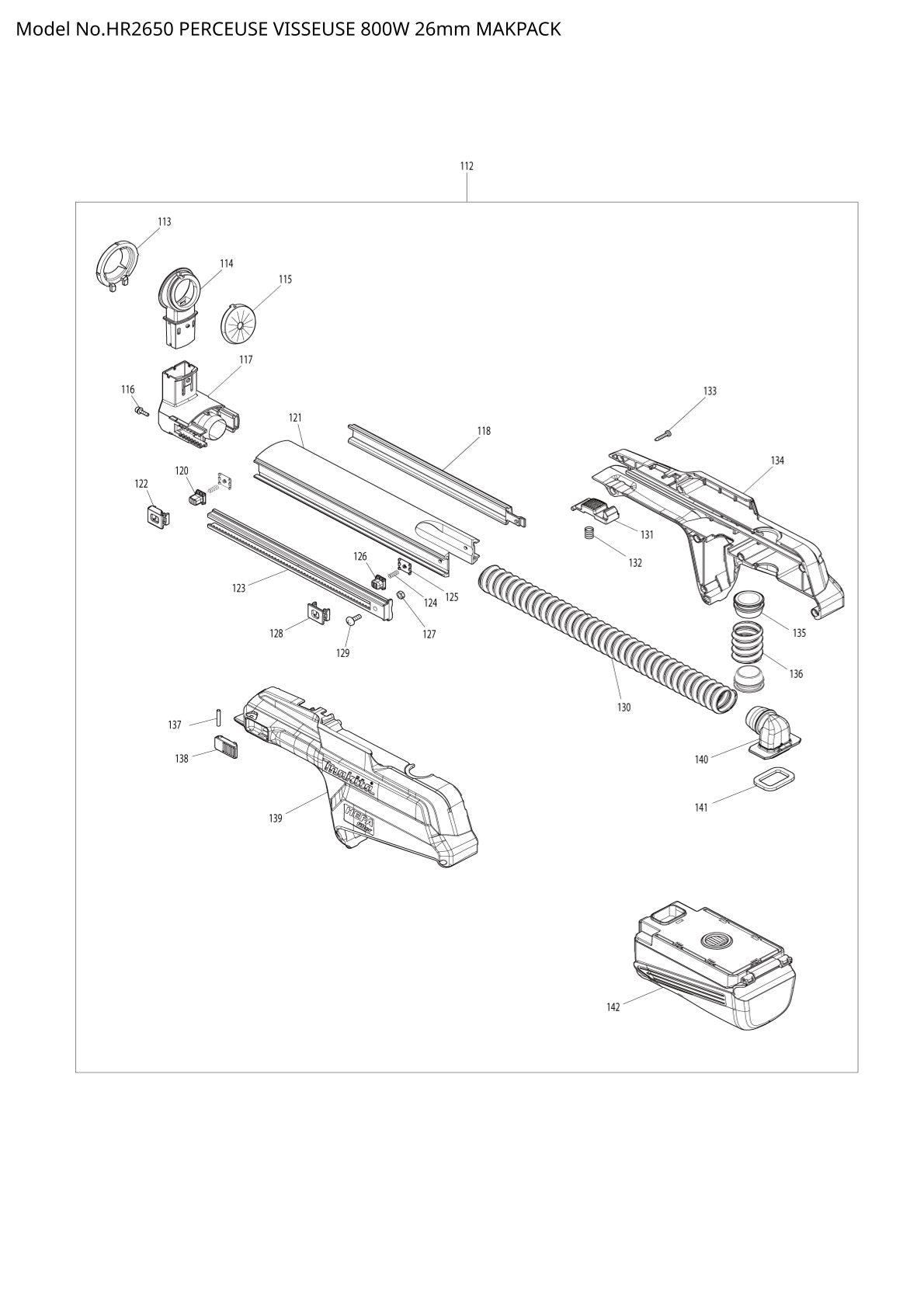 Pièces détachées perforateur burineur Makita HR2650