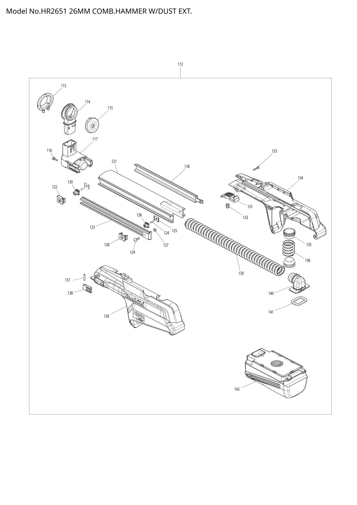 Pièces détachées perforateur burineur Makita HR2651