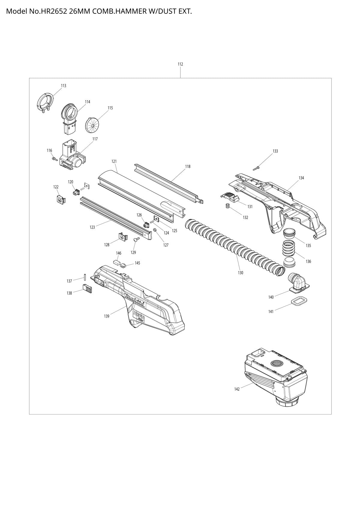 Pièces détachées perforateur burineur Makita HR2652