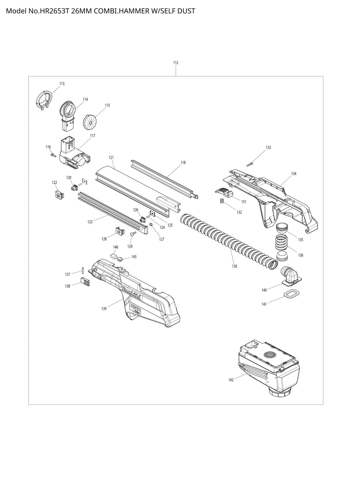 Pièces détachées perforateur burineur Makita HR2653T
