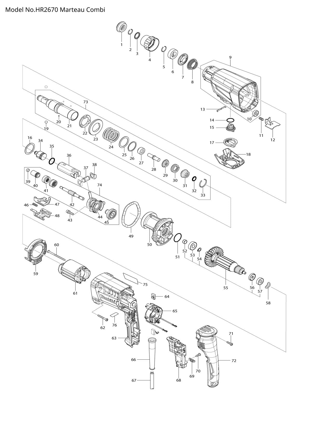 Pièces détachées perforateur burineur Makita HR2670