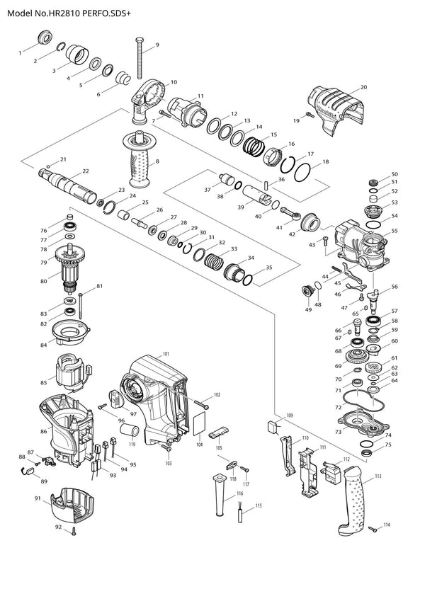 Pièces détachées perforateur burineur Makita HR2810