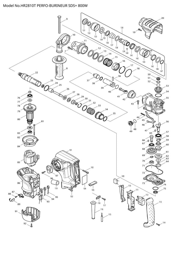 Pièces détachées perforateur burineur Makita HR2810T