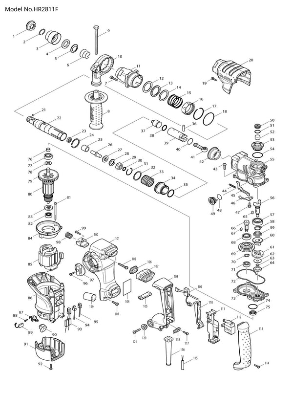 Pièces détachées perforateur burineur Makita HR2811F