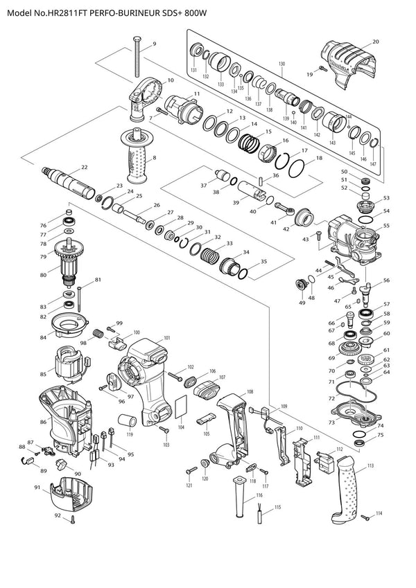 Pièces détachées perforateur burineur Makita HR2811FT