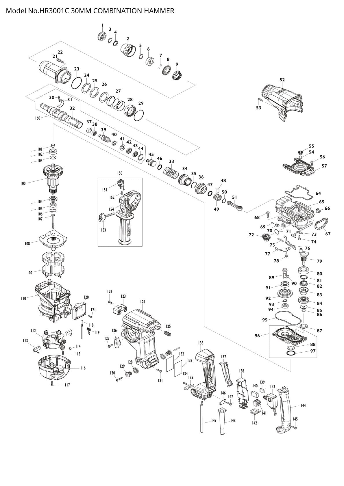 Pièces détachées perforateur burineur Makita HR3001C