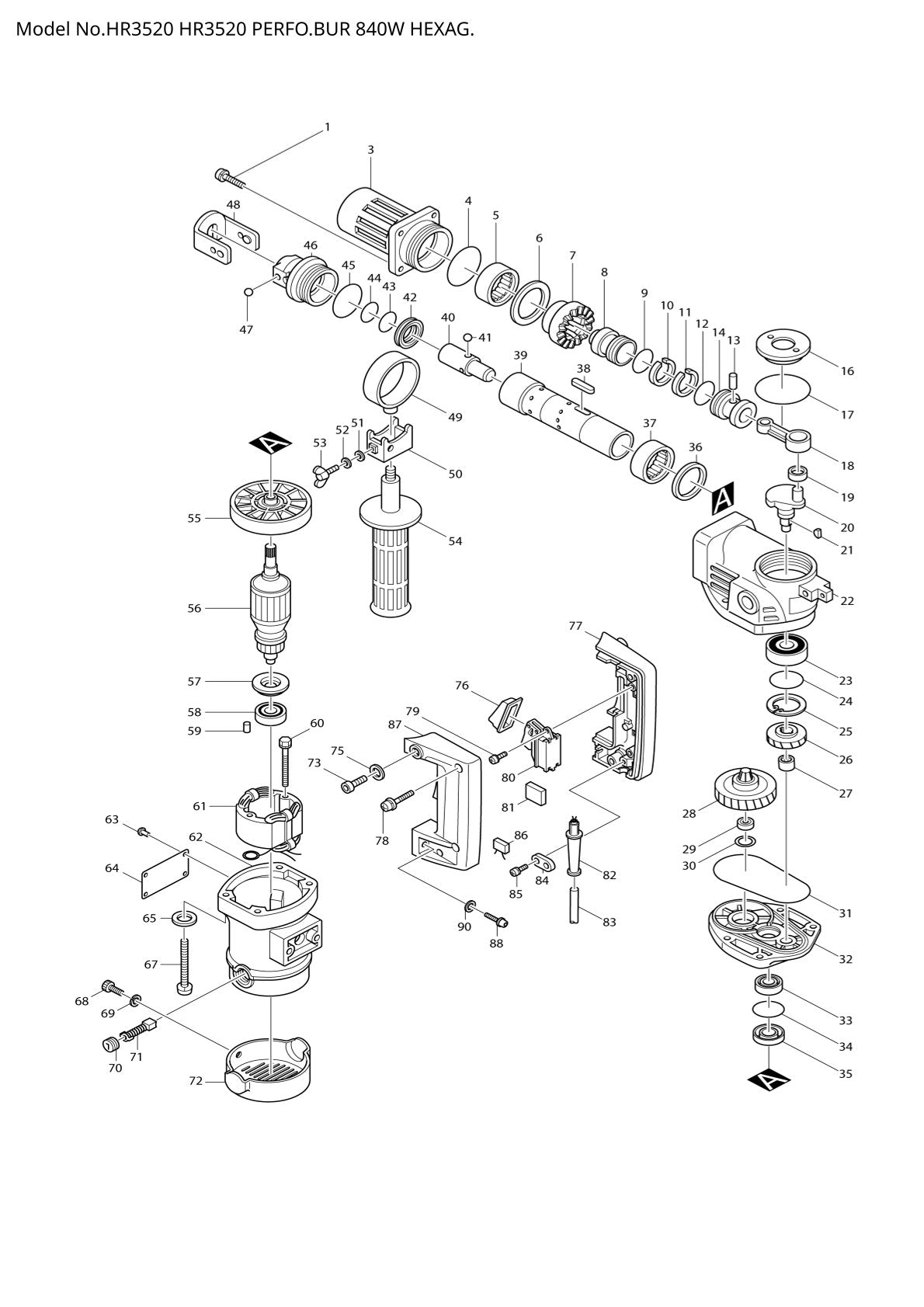 Pièces détachées perforateur burineur Makita HR3520