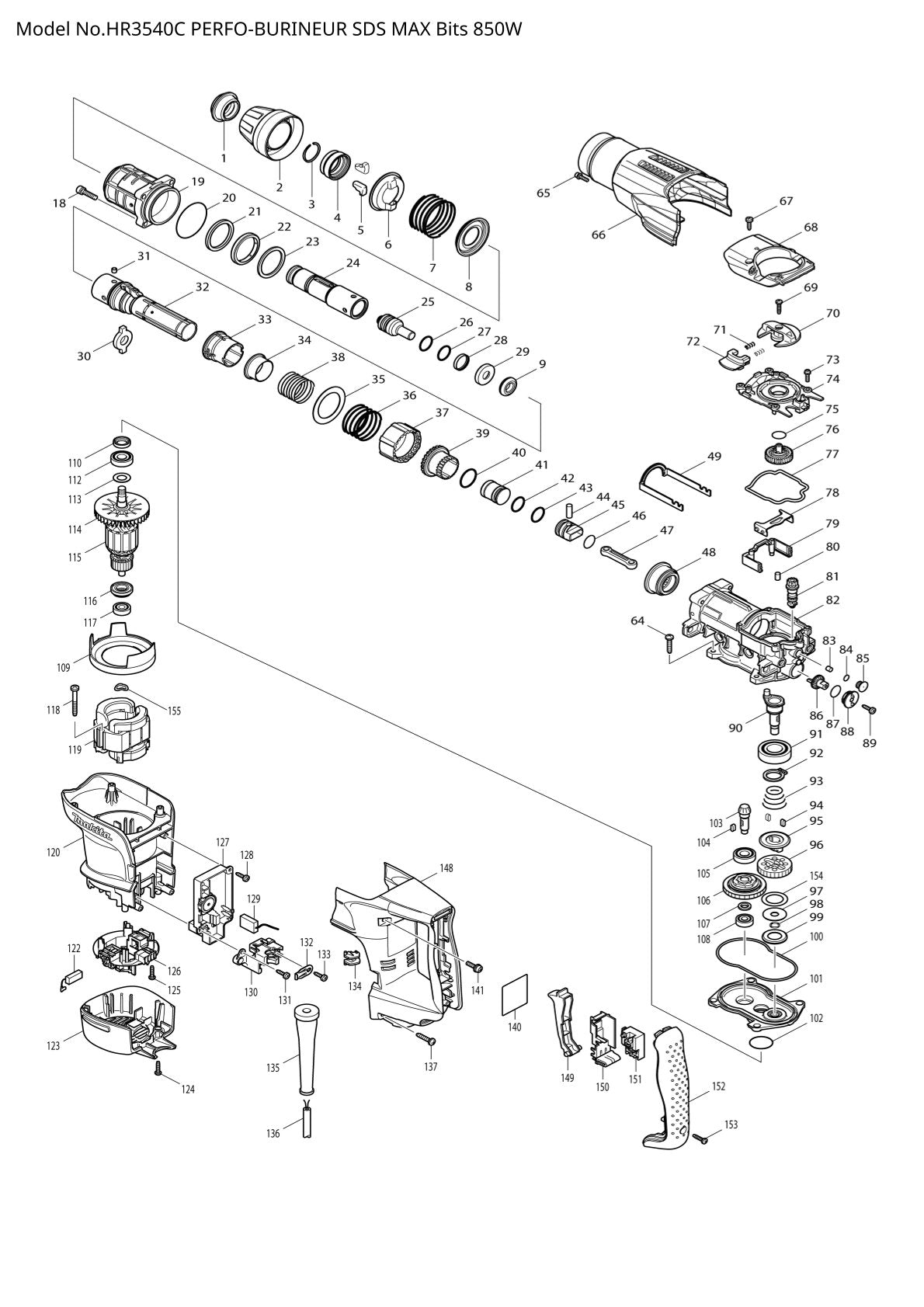 Pièces détachées perforateur burineur Makita HR3540C
