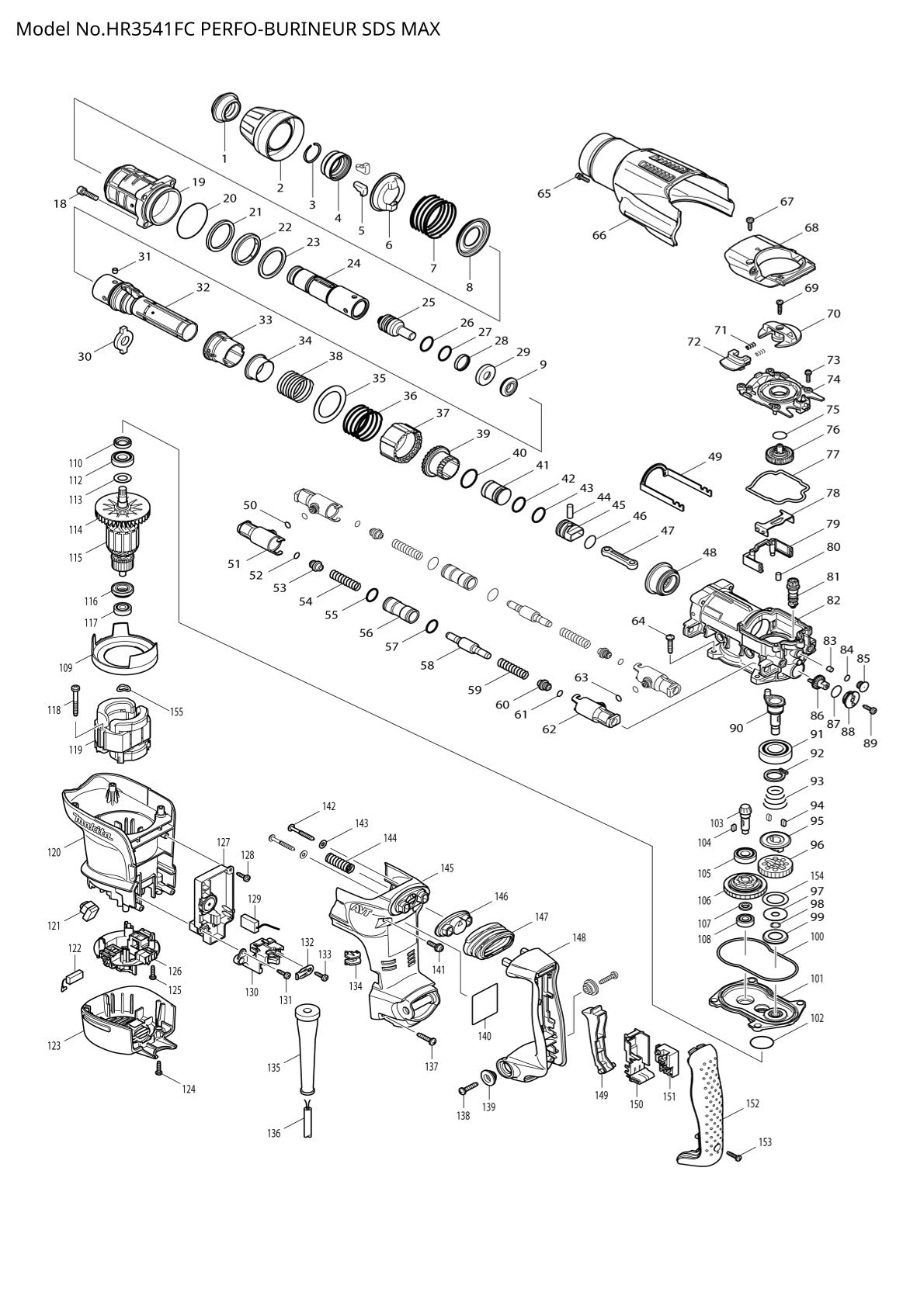 Pièces détachées perforateur burineur Makita HR3541FC