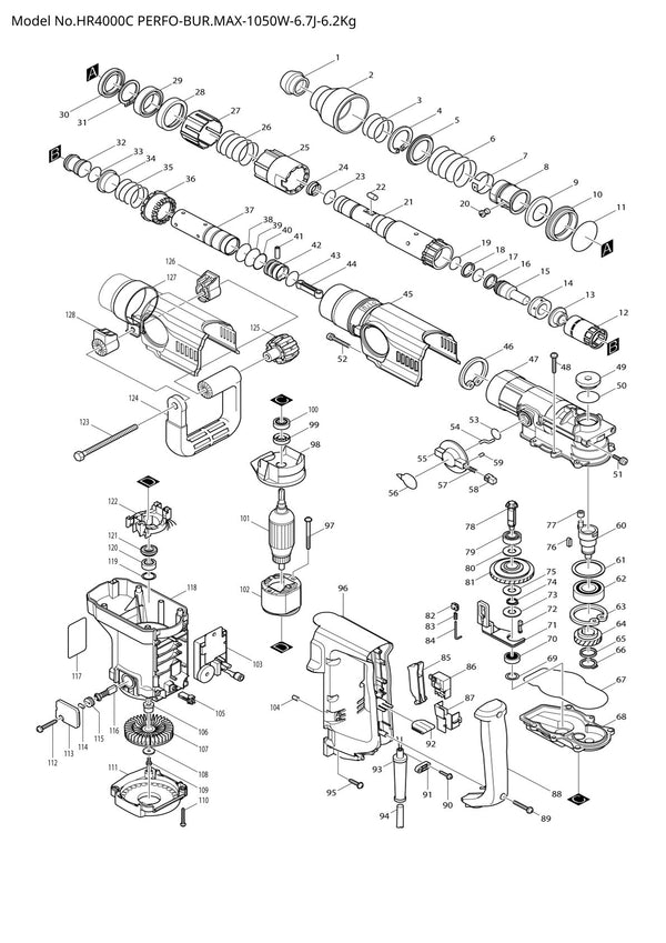 Pièces détachées perforateur burineur Makita HR4000C