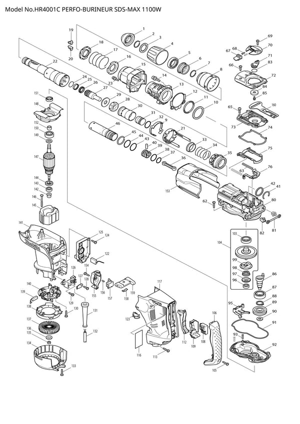 Pièces détachées perforateur burineur Makita HR4001C