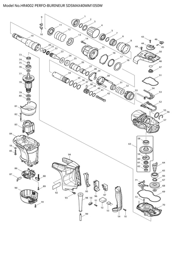 Pièces détachées perforateur burineur Makita HR4002