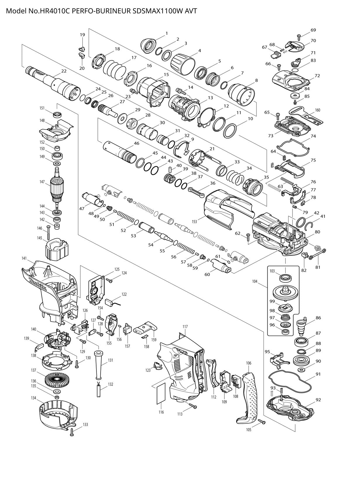 Pièces détachées perforateur burineur Makita HR4010C