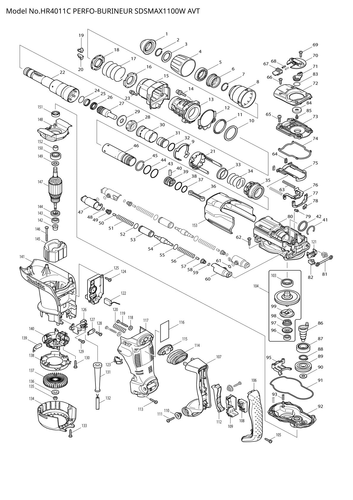 Pièces détachées perforateur burineur Makita HR4011C