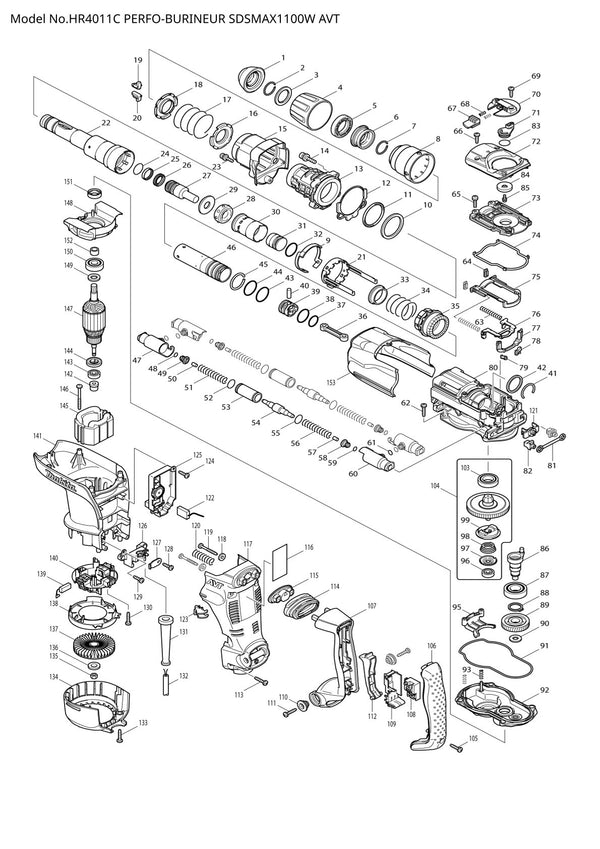 Pièces détachées perforateur burineur Makita HR4011C