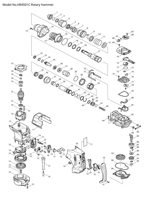 Pièces détachées perforateur burineur Makita HR4501C