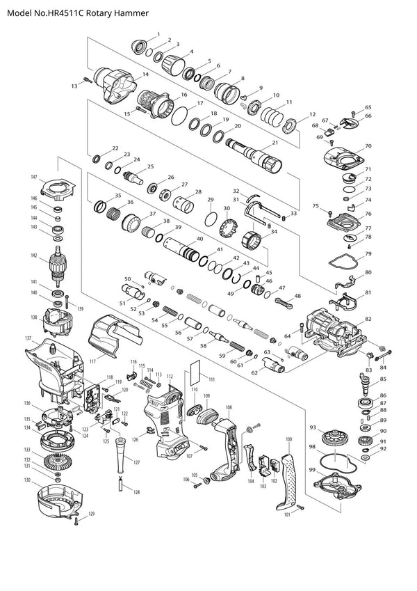 Pièces détachées perforateur burineur Makita HR4511C