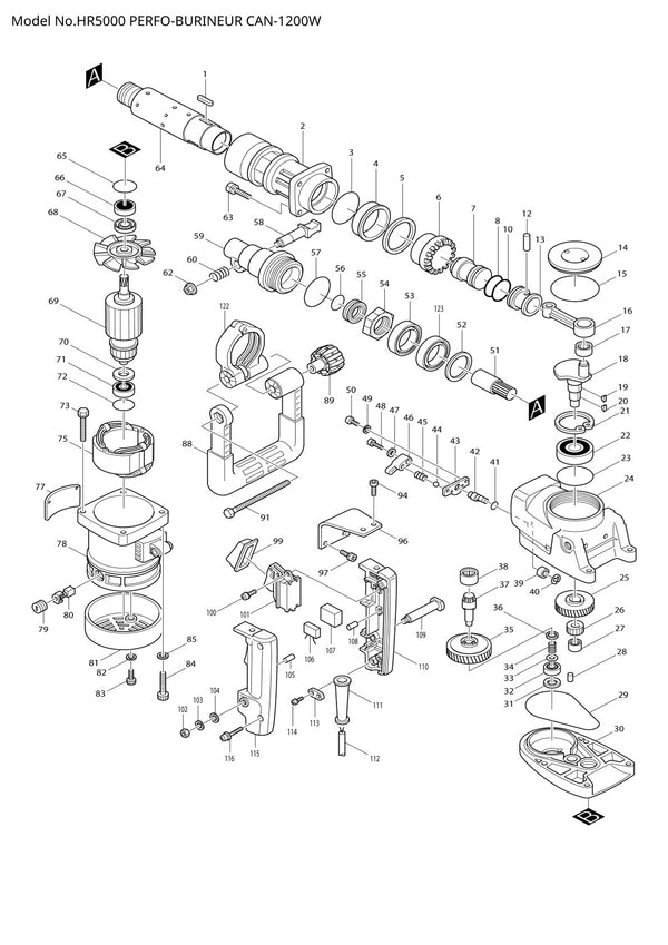 Pièces détachées perforateur burineur Makita HR5000