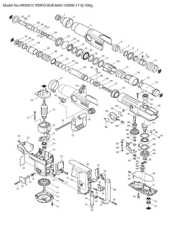 Pièces détachées perforateur burineur Makita HR5001C
