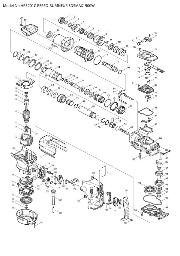 Pièces détachées perforateur burineur Makita HR5201C