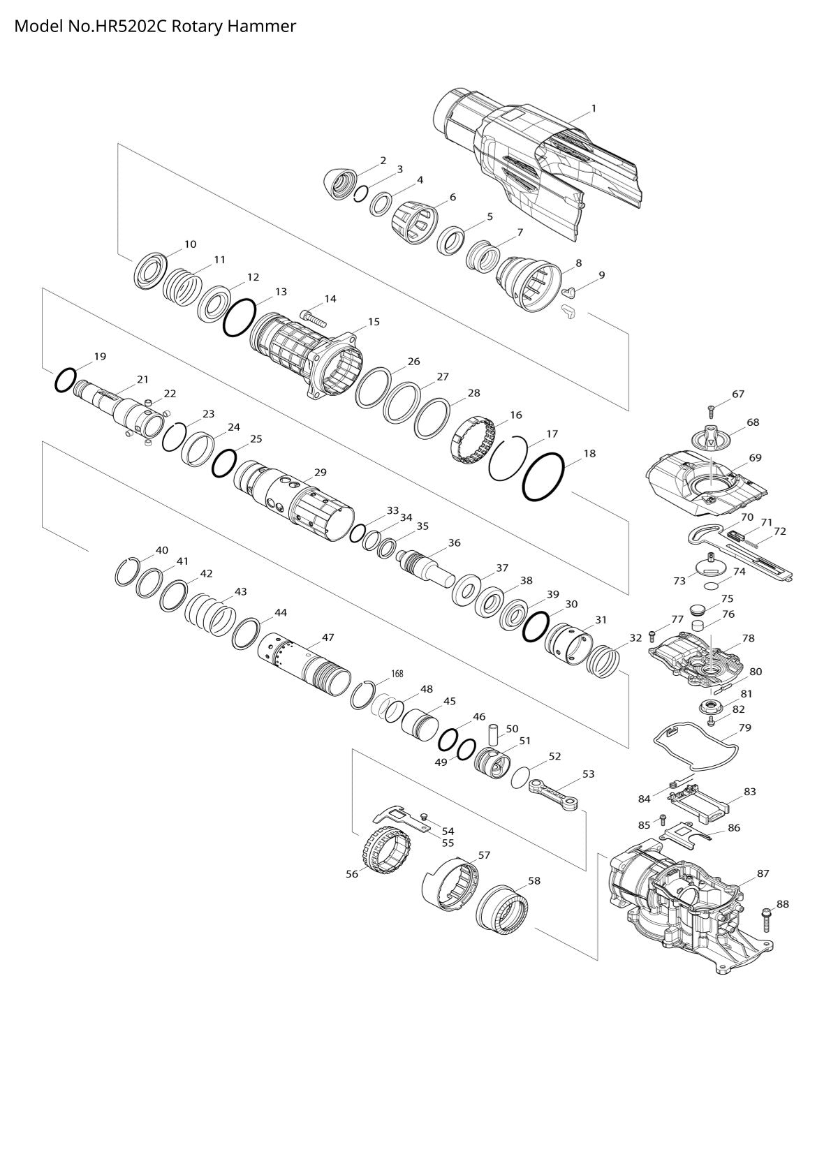 Pièces détachées perforateur burineur Makita HR5202C