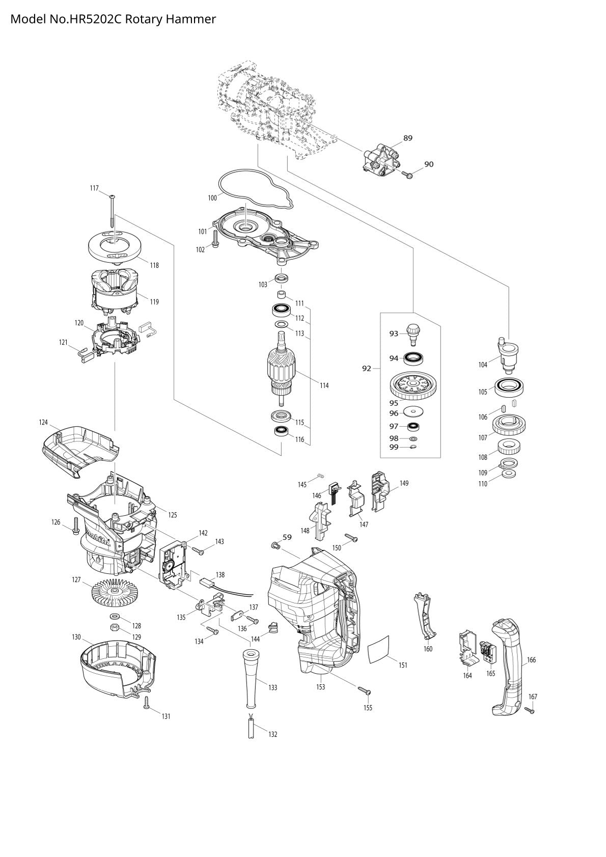 Pièces détachées perforateur burineur Makita HR5202C