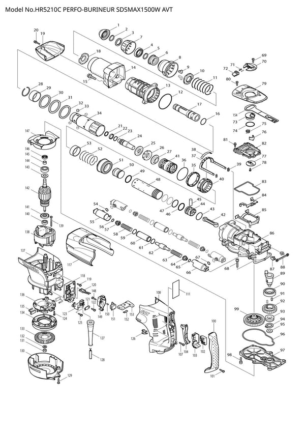Pièces détachées perforateur burineur Makita HR5210C