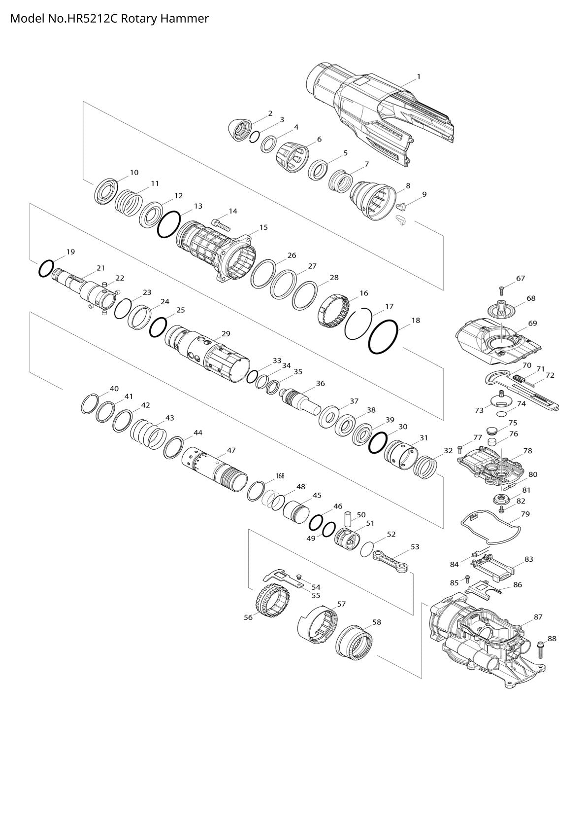 Pièces détachées perforateur burineur Makita HR5212C