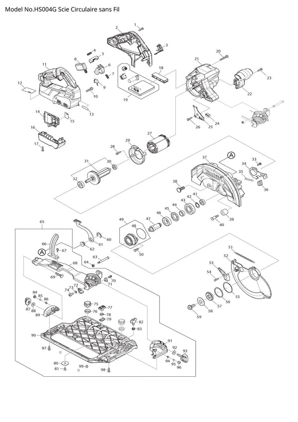 Pièces détachées scie circulaire sans fil Makita HS004G