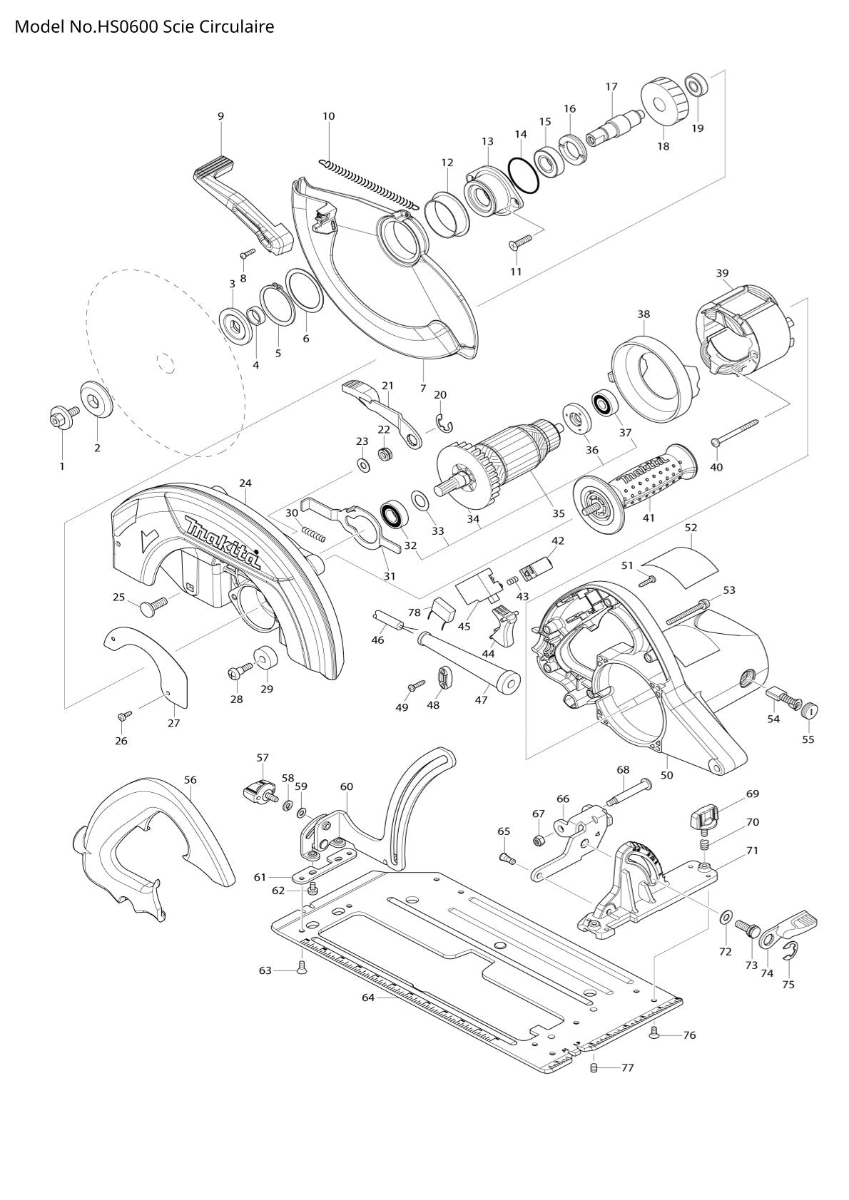 Pièces détachées scie circulaire Makita HS0600