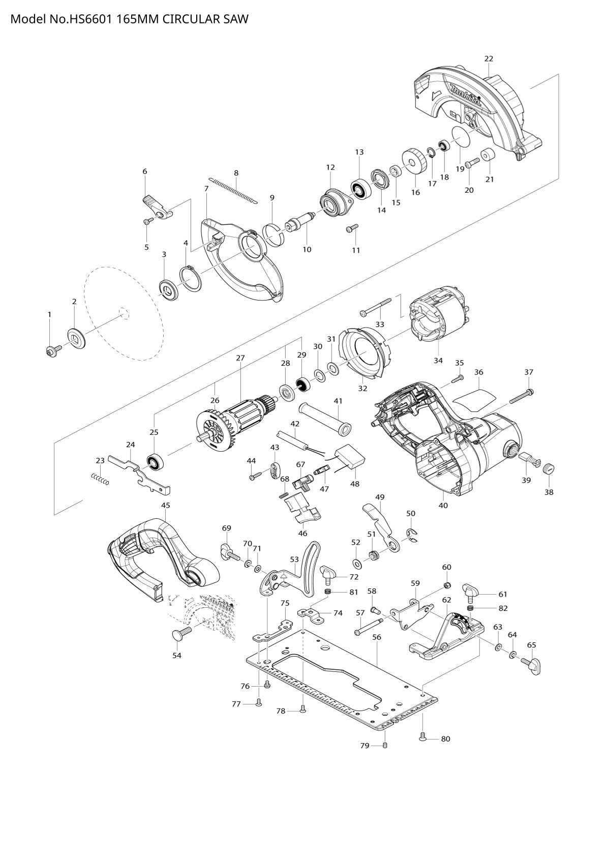 Pièces détachées scie circulaire Makita HS6601
