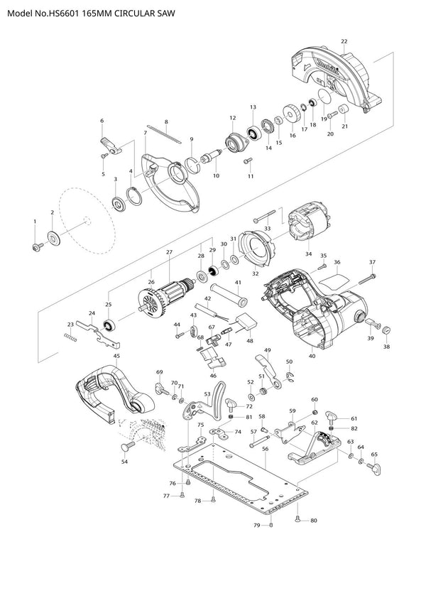 Pièces détachées scie circulaire Makita HS6601