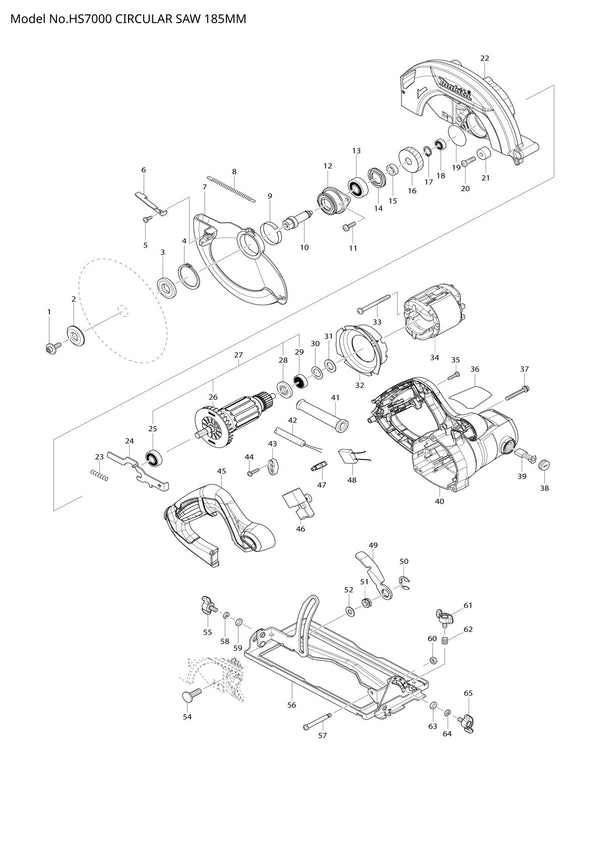 Pièces détachées scie circulaire Makita HS7000