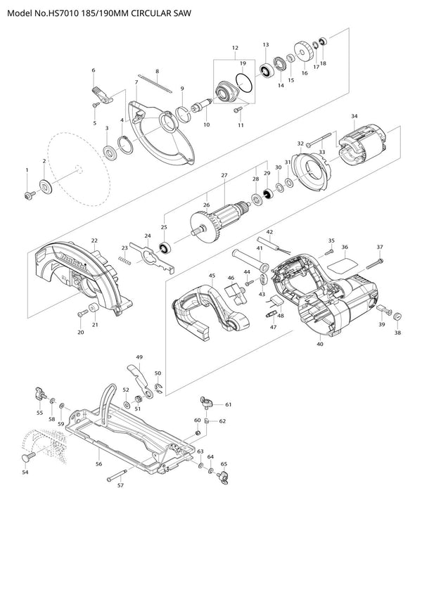 Pièces détachées scie circulaire Makita HS7010