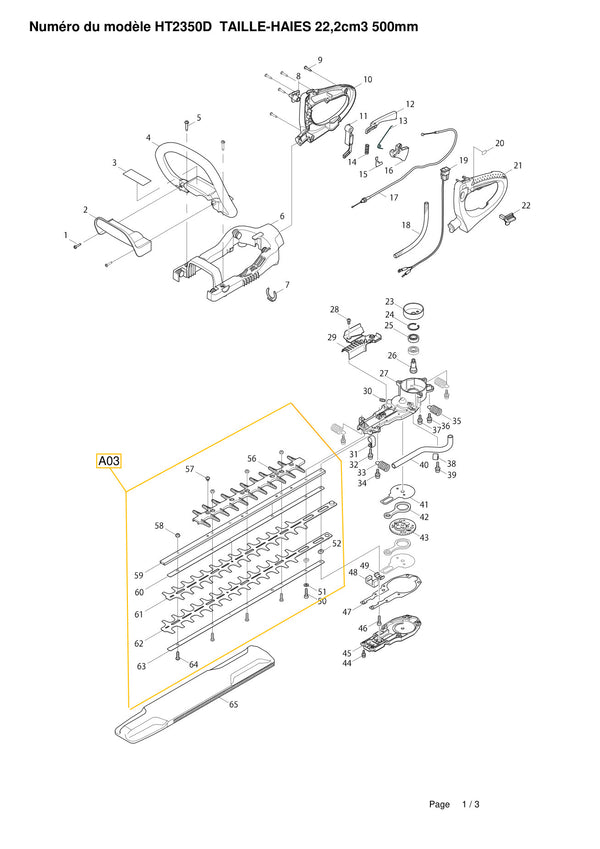 Vue éclatée Makita HT-2350D - page 1